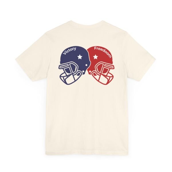 Unisex Jersey Short Sleeve Tee – Bold Dual Helmet Design | Victory & Freedom on the Back - Image 11