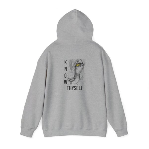 "Know Thyself" Lion Graphic Hoodie – Unisex Heavy Blend Sweatshirt, Cotton-Polyester, Cozy & Durabl - Image 11