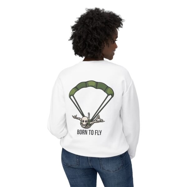 Unisex Lightweight Crewneck Sweatshirt with Skydiver Graphic Back Print – Extreme Sports & Adrenaline Style - Image 27