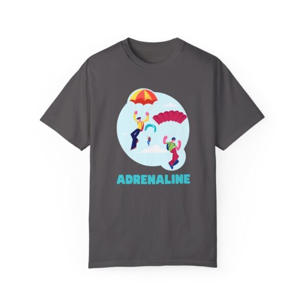 Unisex Garment-Dyed T-Shirt with Skydiver Graphic and "Adrenaline" Front Print – Bold & Comfortable - Image 37