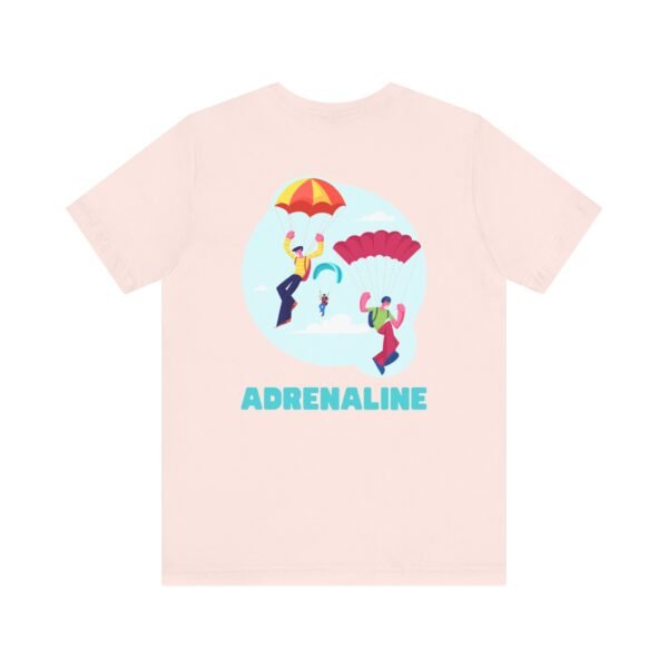 Unisex Jersey Short Sleeve Tee with Skydiver Graphic and "Adrenaline" Back Print – Stylish & Comfortable - Image 7