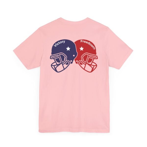 Unisex Jersey Short Sleeve Tee – Bold Dual Helmet Design | Victory & Freedom on the Back - Image 21