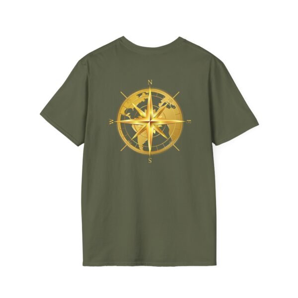 Unisex Soft-Style T-Shirt with Gold World & Compass Graphic – 100% Cotton, Comfortable & Durable - Image 12