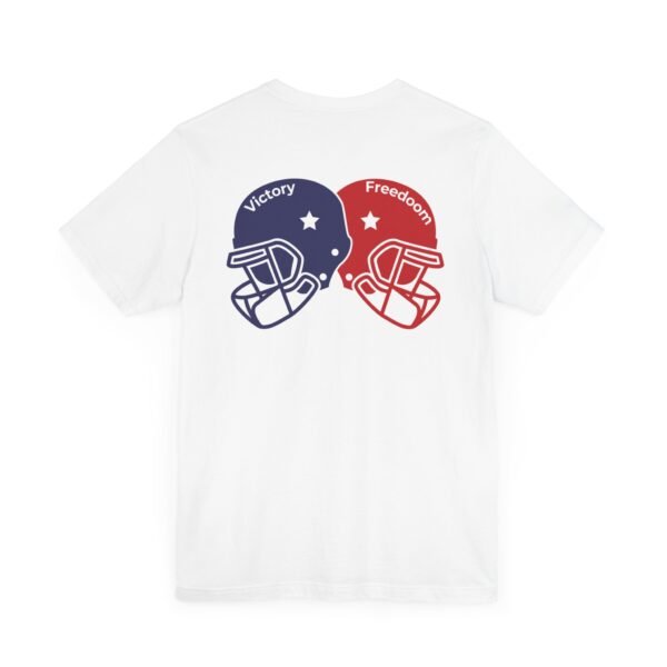 Unisex Jersey Short Sleeve Tee – Bold Dual Helmet Design | Victory & Freedom on the Back