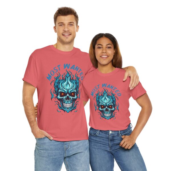 Blue Skull Most Wanted Unisex Heavy Cotton Tee - Image 5