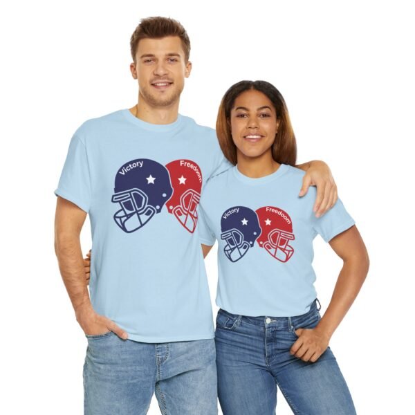 Unisex Heavy Cotton Tee – Bold Dual Helmet Design | Victory & Freedom Graphic T-Shirt - Image 20