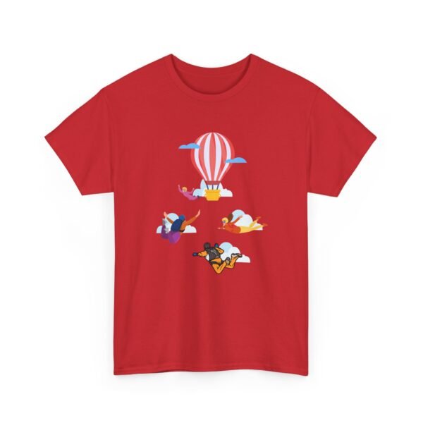 Unisex Heavy Cotton Tee – Skydiver & Hot Air Balloon Graphic | Bold Adventure-Inspired T-Shirt - Image 42