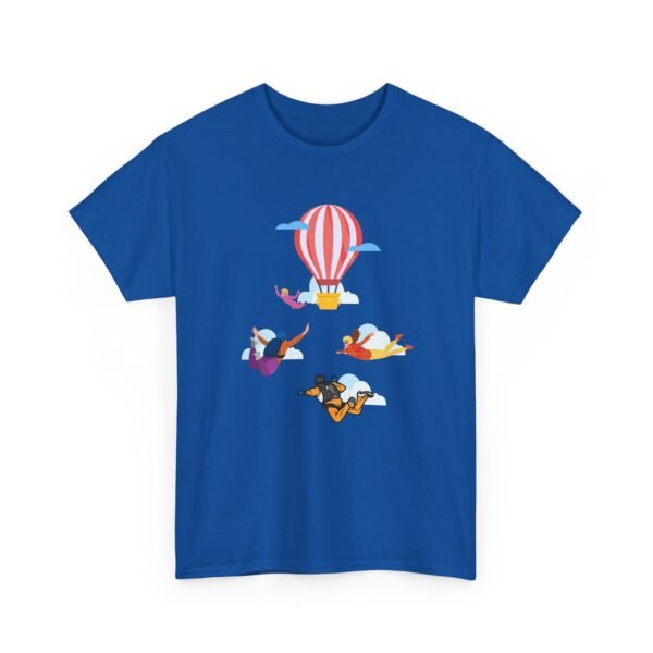 Unisex Heavy Cotton Tee – Skydiver & Hot Air Balloon Graphic | Bold Adventure-Inspired T-Shirt - Image 28