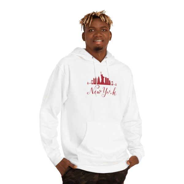 New York-Inspired Unisex Hoodie – Bold Skyline Graphic - Image 4