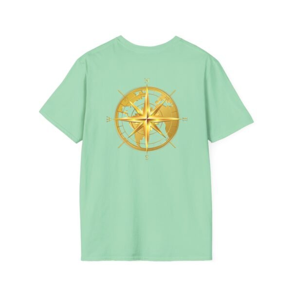 Unisex Soft-Style T-Shirt with Gold World & Compass Graphic – 100% Cotton, Comfortable & Durable - Image 13