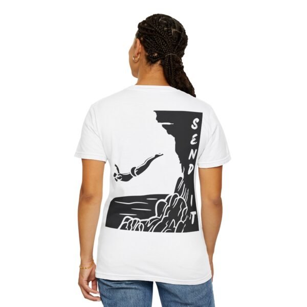 Send It – Cliff Jump Graphic Unisex Garment-Dyed T-Shirt | Extreme Sports & Adventure Tee - Image 3