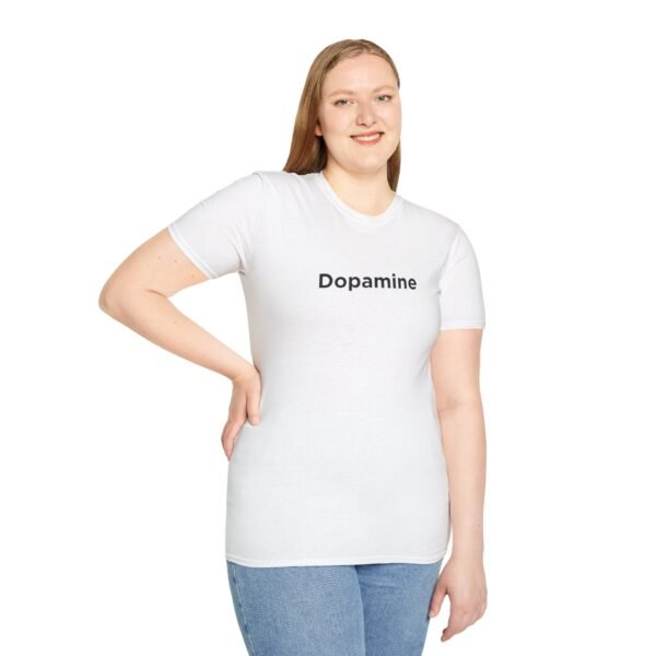 Unisex Softstyle T-Shirt with Black "Dopamine" Print – Trendy & Comfortable - Image 6