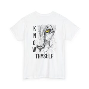 Unisex Know Thyself Cotton Tee – Lion Graphic & Classic Comfort
