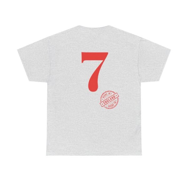 Unisex Heavy Cotton T-Shirt with Bold Red "7" & Made in England Design | Classic & Durable - Image 7