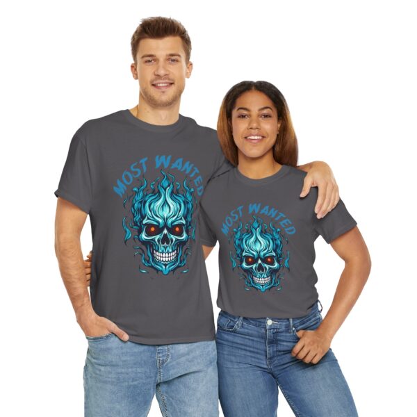 Blue Skull Most Wanted Unisex Heavy Cotton Tee - Image 18