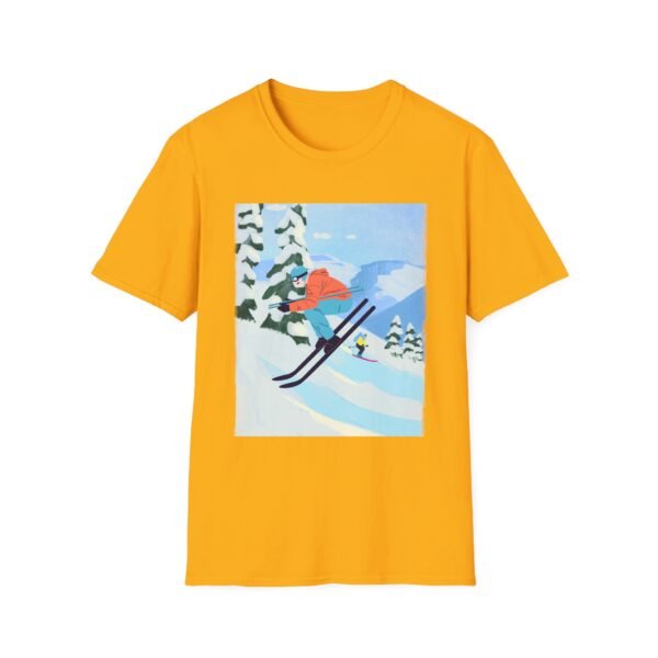 Unisex Soft-Style T-Shirt with Skiing in the Mountains Graphic – 100% Cotton, Comfortable & Durable - Image 9