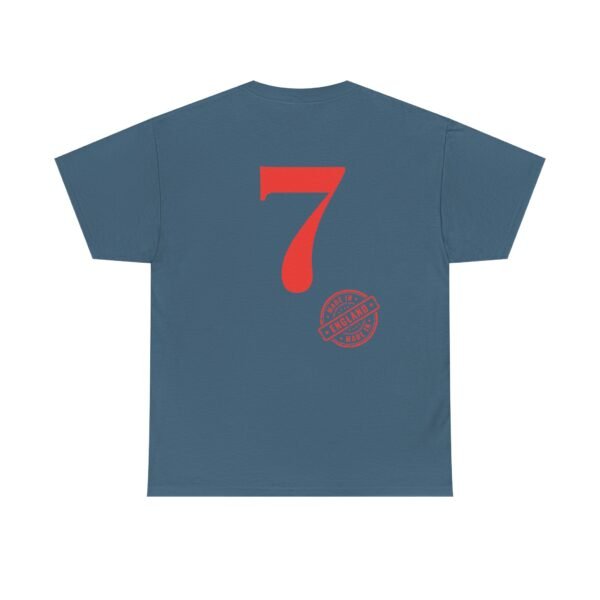 Unisex Heavy Cotton T-Shirt with Bold Red "7" & Made in England Design | Classic & Durable - Image 21