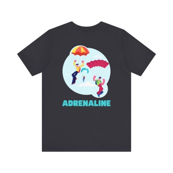 Unisex Jersey Short Sleeve Tee with Skydiver Graphic and "Adrenaline" Back Print – Stylish & Comfortable - Image 16