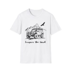 Conquer The Land Unisex Softstyle T-Shirt – Bold Graphic & Soft Comfort