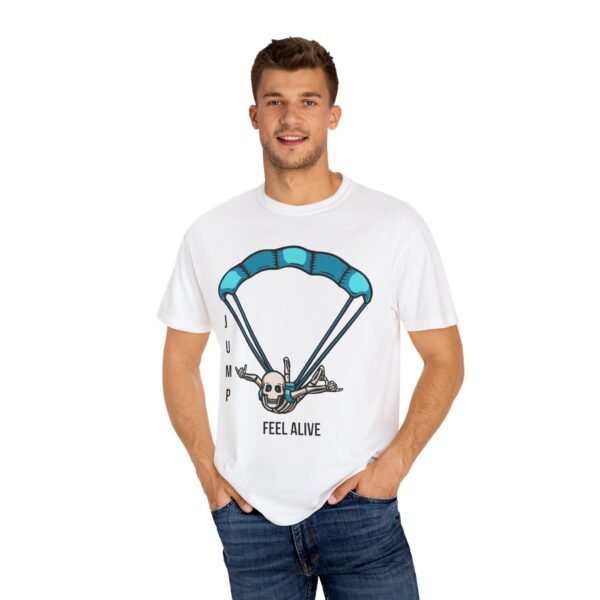 Unisex Garment-Dyed T-shirt with Skydiver Graphic Front Print – Extreme Sports & Adrenaline Style - Image 3