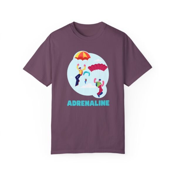 Unisex Garment-Dyed T-Shirt with Skydiver Graphic and "Adrenaline" Front Print – Bold & Comfortable - Image 51