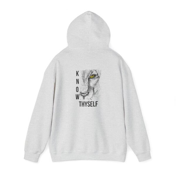 "Know Thyself" Lion Graphic Hoodie – Unisex Heavy Blend Sweatshirt, Cotton-Polyester, Cozy & Durabl - Image 7