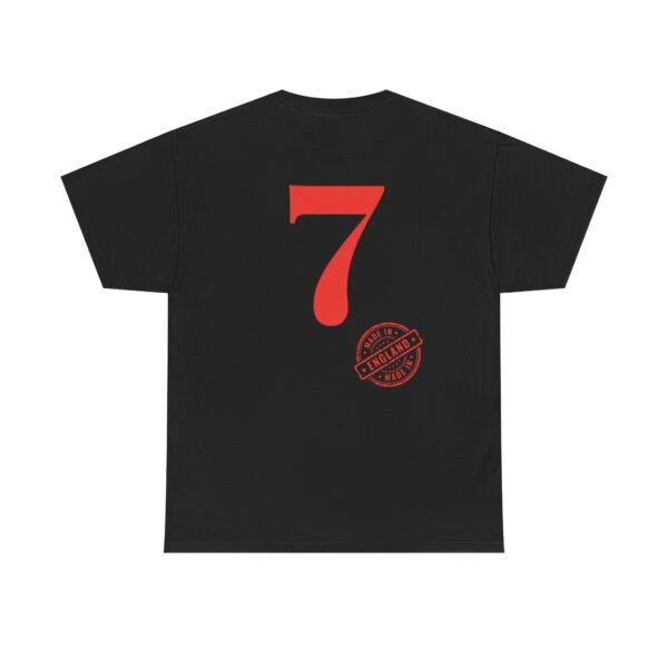 Unisex Heavy Cotton T-Shirt with Bold Red "7" & Made in England Design | Classic & Durable - Image 8