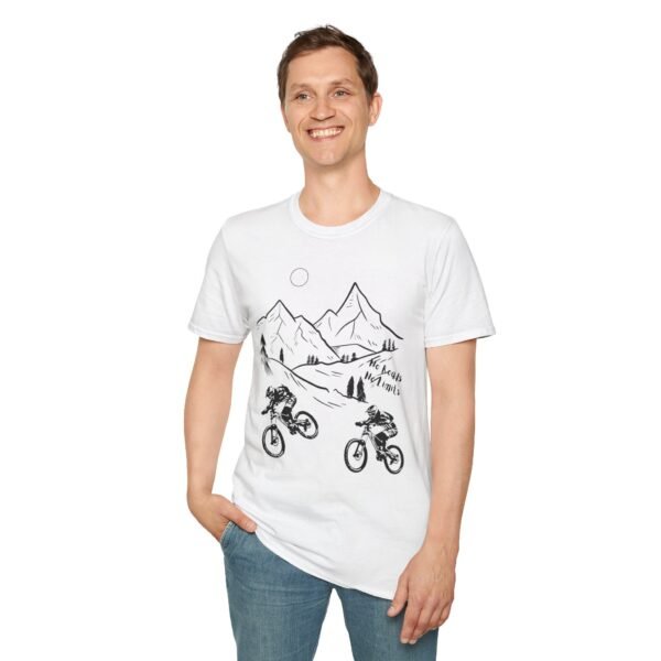 Mountain Biking Graphic Unisex Softstyle T-Shirt | Shred the Trails Tee - Image 3