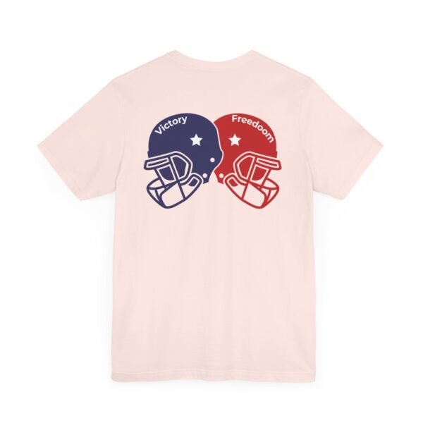 Unisex Jersey Short Sleeve Tee – Bold Dual Helmet Design | Victory & Freedom on the Back - Image 7