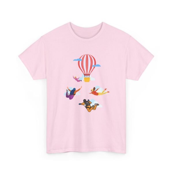 Unisex Heavy Cotton Tee – Skydiver & Hot Air Balloon Graphic | Bold Adventure-Inspired T-Shirt - Image 38