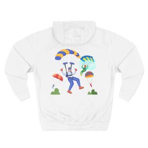 Skydiver Graphic Three-Panel Fleece Hoodie – Bold Back Design
