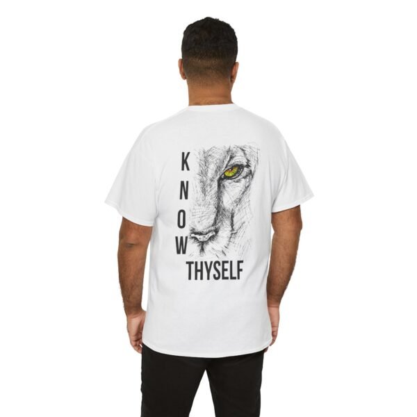 "Know Thyself" Lion Graphic T-Shirt – Unisex Heavy Cotton Tee - Image 3