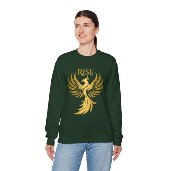 Phoenix Rise Unisex Heavy Blend™ Crewneck Sweatshirt – Gold Phoenix Graphic - Image 5