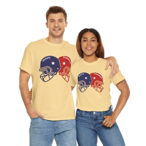 Unisex Heavy Cotton Tee – Bold Dual Helmet Design | Victory & Freedom Graphic T-Shirt - Image 26