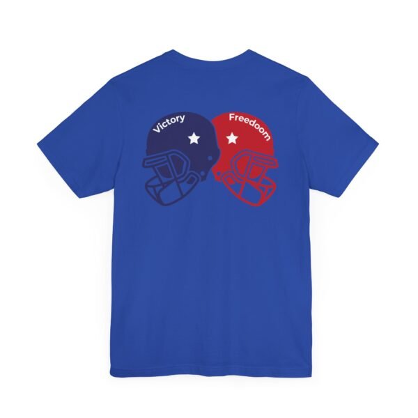 Unisex Jersey Short Sleeve Tee – Bold Dual Helmet Design | Victory & Freedom on the Back - Image 19