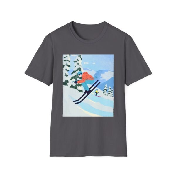 Unisex Soft-Style T-Shirt with Skiing in the Mountains Graphic – 100% Cotton, Comfortable & Durable - Image 19