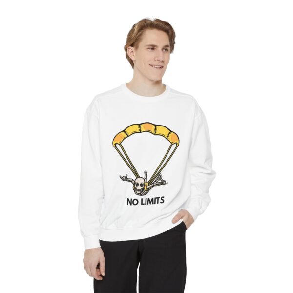 Unisex Garment-Dyed Sweatshirt with Skydiver Graphic Front Print – Extreme Sports & Adrenaline Style - Image 4