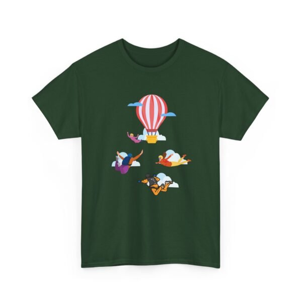 Unisex Heavy Cotton Tee – Skydiver & Hot Air Balloon Graphic | Bold Adventure-Inspired T-Shirt - Image 16