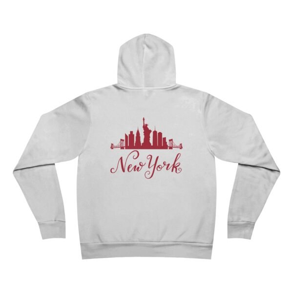 New York Skyline Red Graphic Pullover Hoodie – Urban Style & Comfort