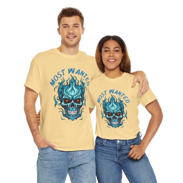 Blue Skull Most Wanted Unisex Heavy Cotton Tee - Image 8