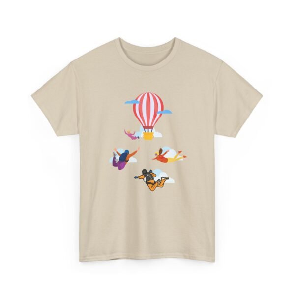 Unisex Heavy Cotton Tee – Skydiver & Hot Air Balloon Graphic | Bold Adventure-Inspired T-Shirt - Image 8