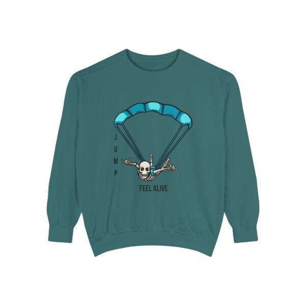 Unisex Garment-Dyed Sweatshirt with Skydiver Graphic Front Print – Extreme Sports & Adrenaline Style - Image 15