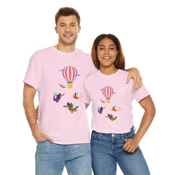 Unisex Heavy Cotton Tee – Skydiver & Hot Air Balloon Graphic | Bold Adventure-Inspired T-Shirt - Image 37