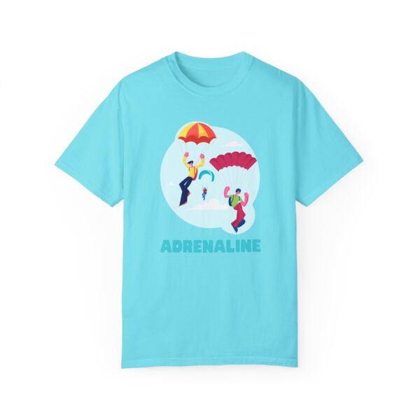 Unisex Garment-Dyed T-Shirt with Skydiver Graphic and "Adrenaline" Front Print – Bold & Comfortable - Image 25