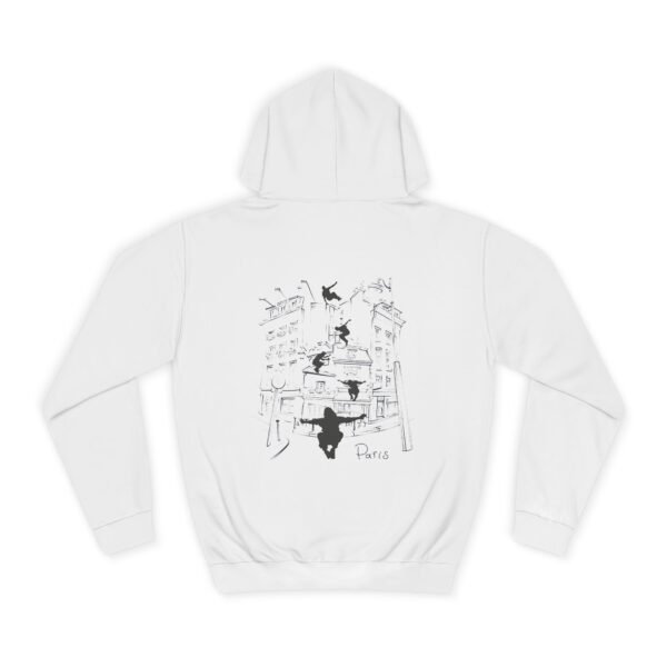 Unisex College Hoodie  with Parkour Graphic Back Print – Extreme Sports & Urban Adventure Style