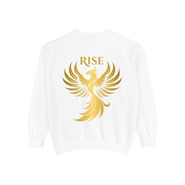 Phoenix Rise Unisex Garment-Dyed Sweatshirt – Gold Phoenix Graphic - Image 7