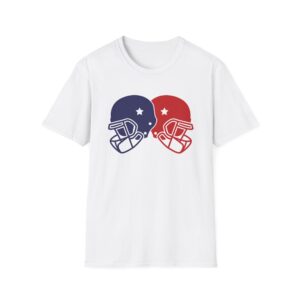 Dual Helmet Unisex Softstyle T-Shirt – Bold Red & Navy Design