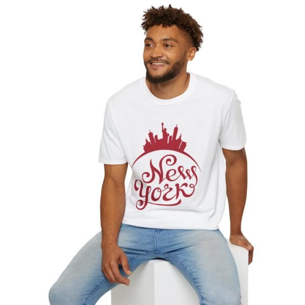 New York City Soft-Style T-Shirt – Bold Red NY Graphic & Script - Image 5