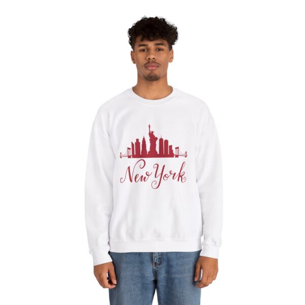New York Unisex Crewneck Sweatshirt – Bold Red Graphic & Cozy Comfort - Image 6