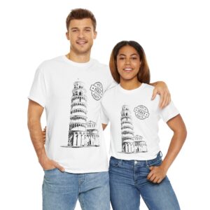 Pisa Tower Graphic Unisex Heavy Cotton T-Shirt – Unique Back Design